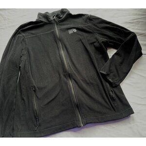 Mountain Hardwear Full Zip Light Fleece - Black Mens L Mock Pockets Logo